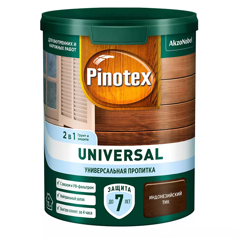Пропитка Pinotex Universal 2 в 1 Индонезийский тик 0,9 л
