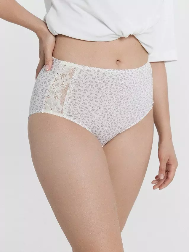Трусы женские MF 412071 веточки на молочном, р-р 110 (52 / XXL)