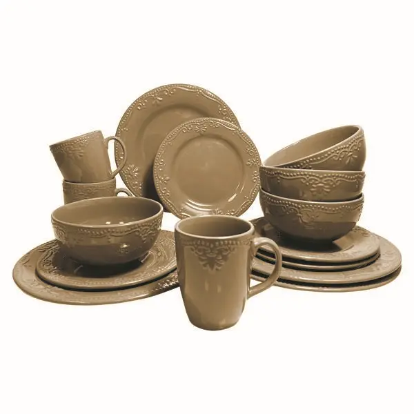 Набор столовый 16 предметов Кофе с молоком Вензель, керамика SX-016S/L016