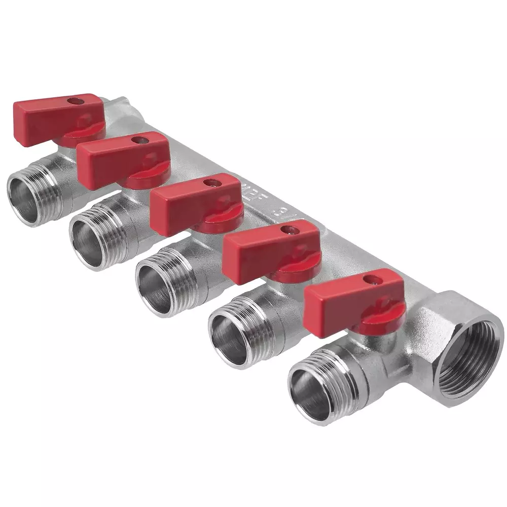Коллектор с отсекающими кранами 5 вых. х 3/4 х 1/2 наруж. рез. MPF, MP-У ИС.072640