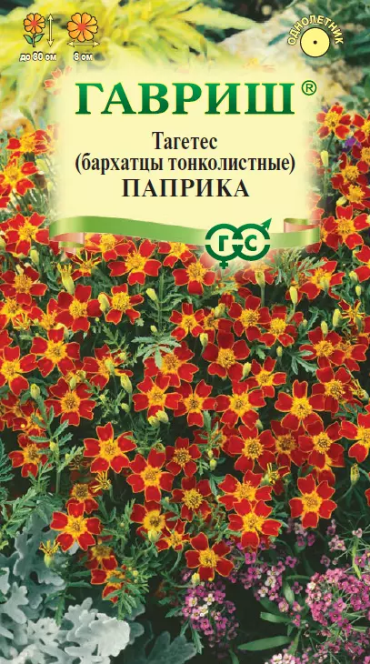 Семена цветов Бархатцы Паприка тонкоЛист. 0.05гр(Гавриш) цв