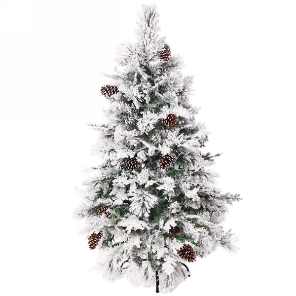 Искусственная елка 1,8 м, Кружевница ПВХ+Леска с Шишками белая снежная посыпка