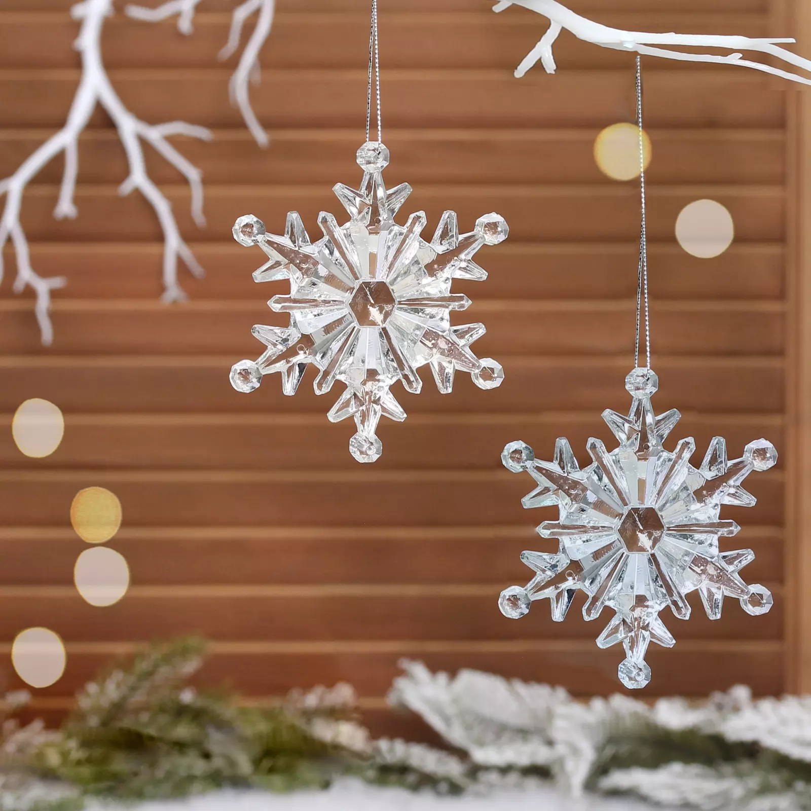 Елочное украшение Хрустальная снежинка 10 см (2 шт) прозрачный 916-2121