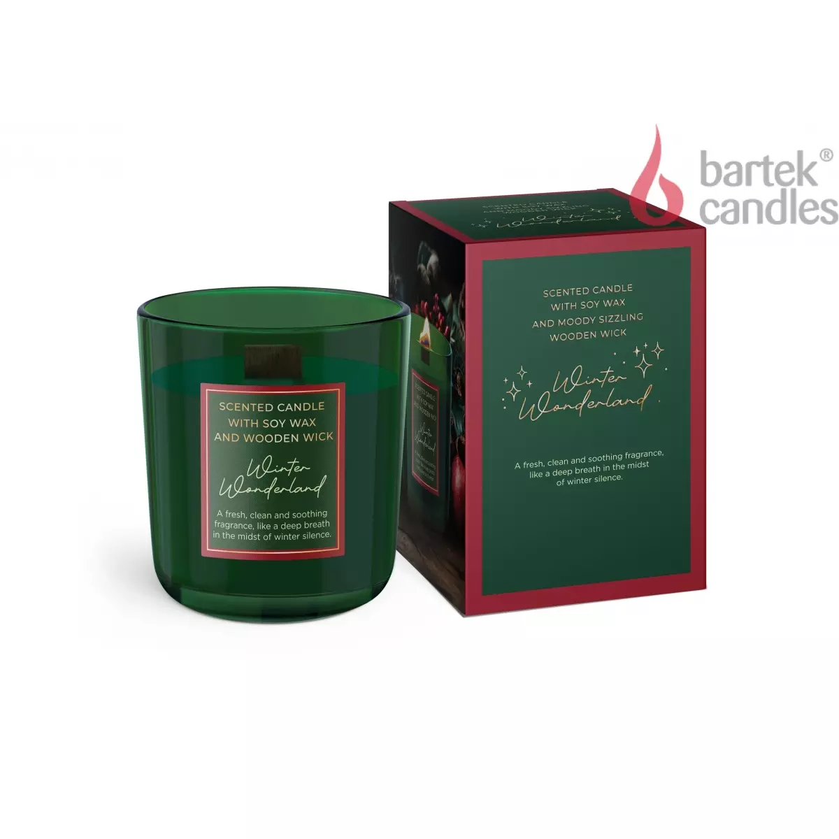 Cвеча ароматизированная в стакане 150 г Bartek Зимняя страна чудес/Winter Wonderland с дерев.фителем