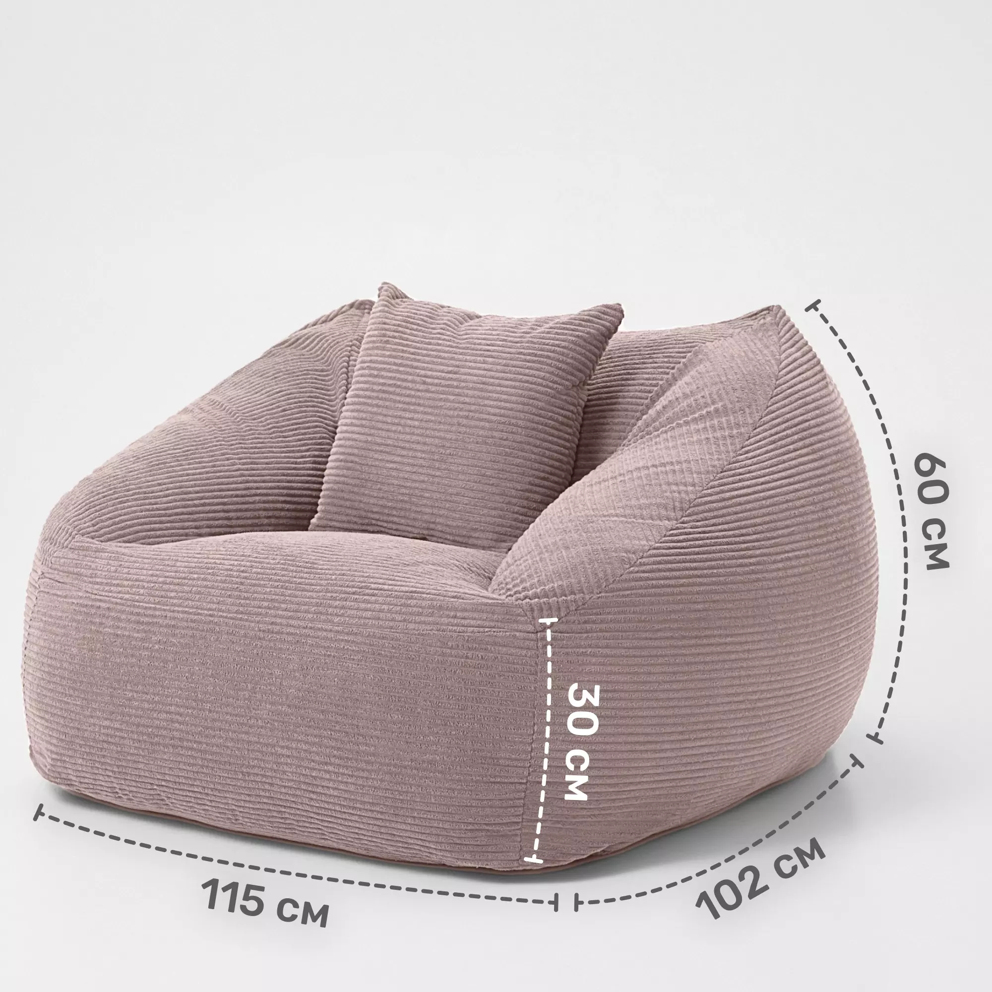 Кресло бескаркасное Нова, вельвет, размер 5XL, бежевый песочный