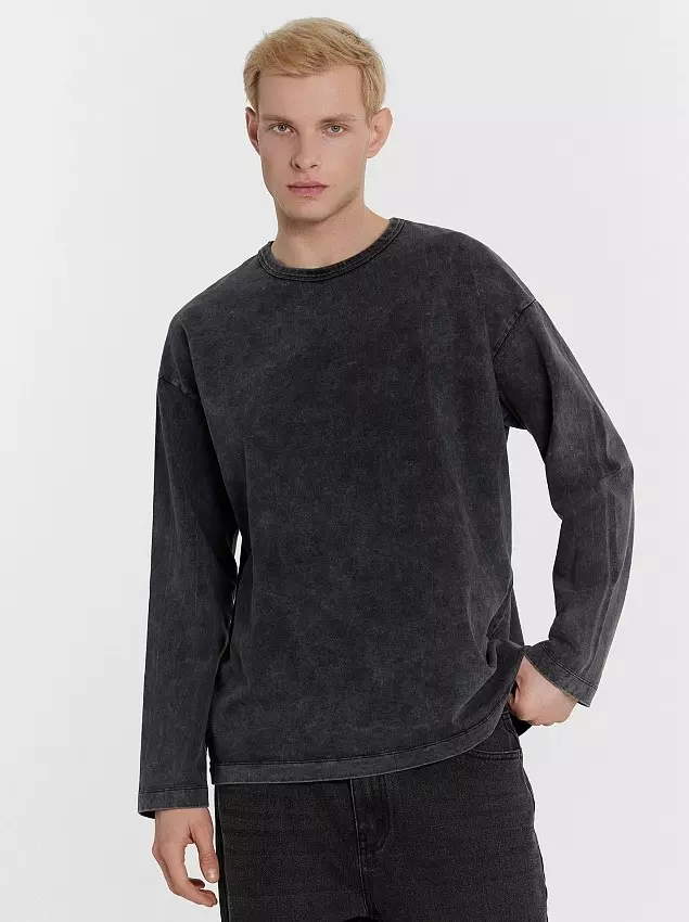 Лонгслив мужской Mark Formelle 121902 ACID WASH черный янтарь, р-р 100-182/188 (50 / L)