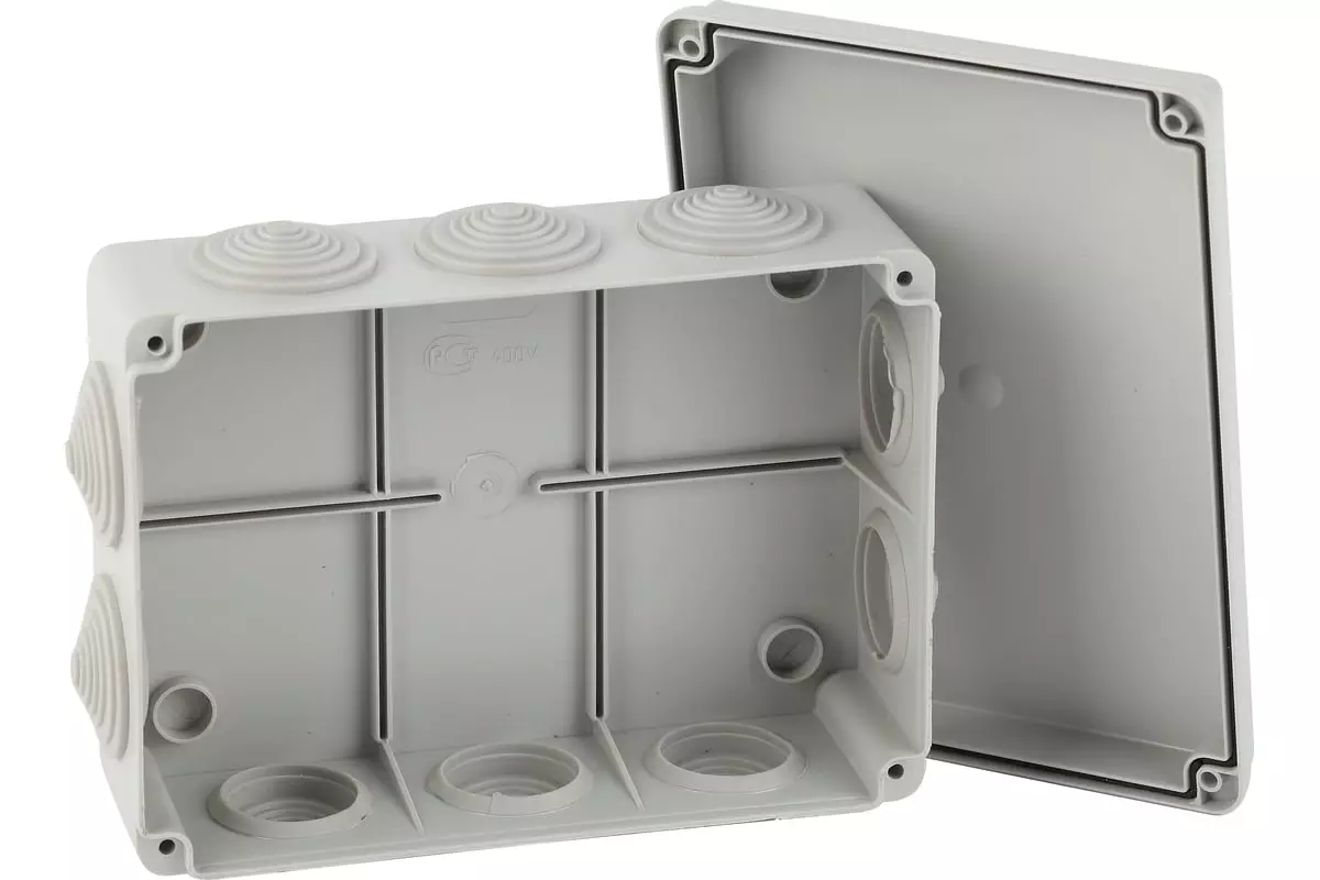 Распределительная коробка накладная 190х140х70мм 10 вводов IP44 серый TDM SQ1401-1243