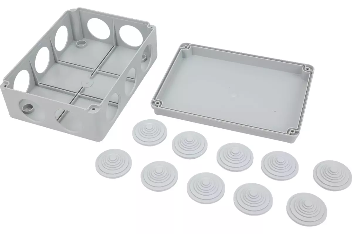 Распределительная коробка накладная 190х140х70мм 10 вводов IP44 серый TDM SQ1401-1243