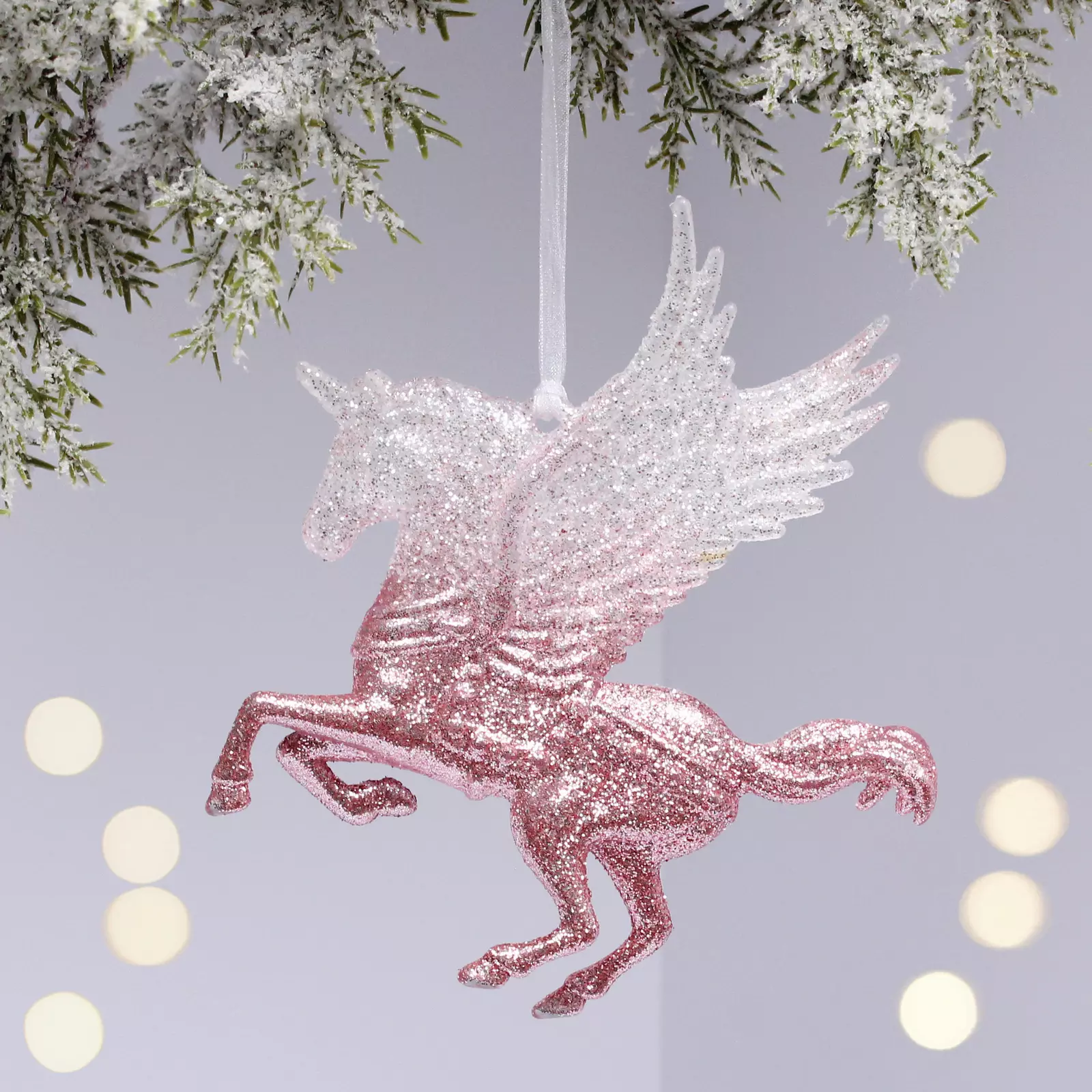 Елочное украшение Волшебный Пегас 13х12,5 см белый/розовый 916-2080
