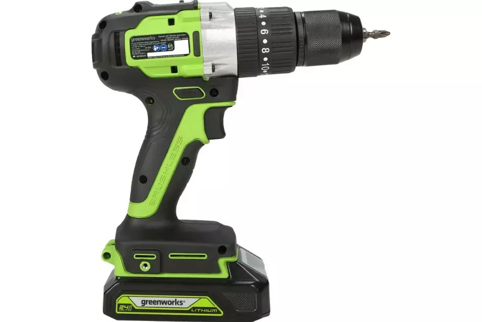 Шуруповерт аккумуляторный бесщеточный ударный Greenworks GD24DD60K2, 24V,1Акб* 2А\ч