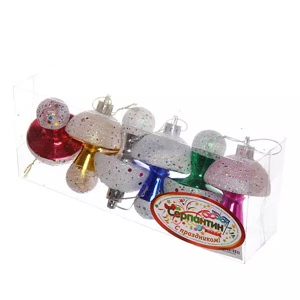 Серпантин Украшение елочное Игрушка Грибочки (6 шт) 7 см 7АDС6-А110/6Н 654-034