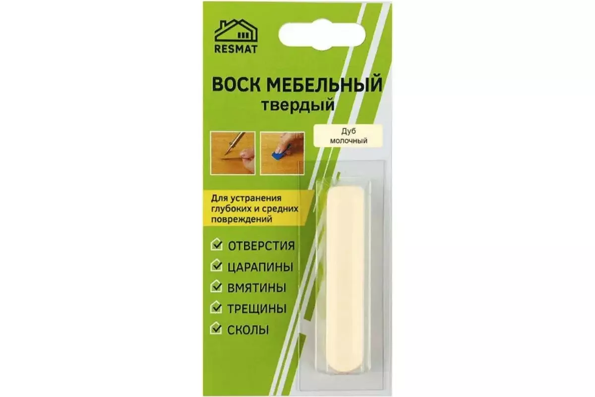 Воск для мебели твердый, Resmat дуб молочный (блистер) 2658