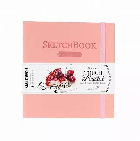 Скетчбук для графики и маркеров Малевичъ Bristol Touch, розовый, 180 г/м, 14х14 см, 40л