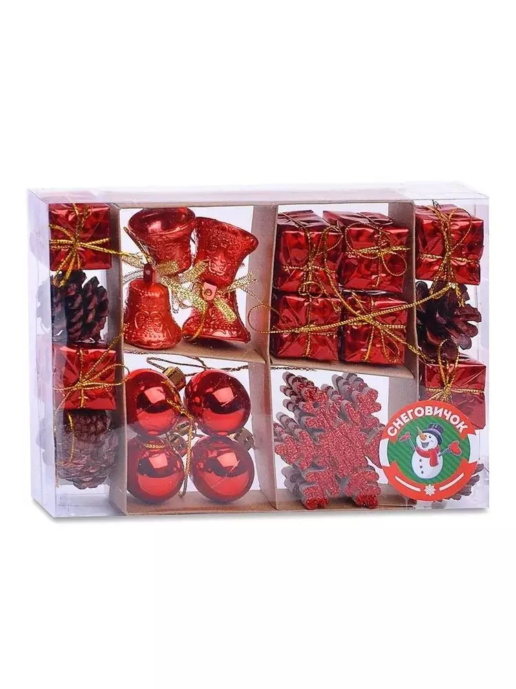 Набор новогодних украшений Праздничное настроение 3см* 24шт S1605