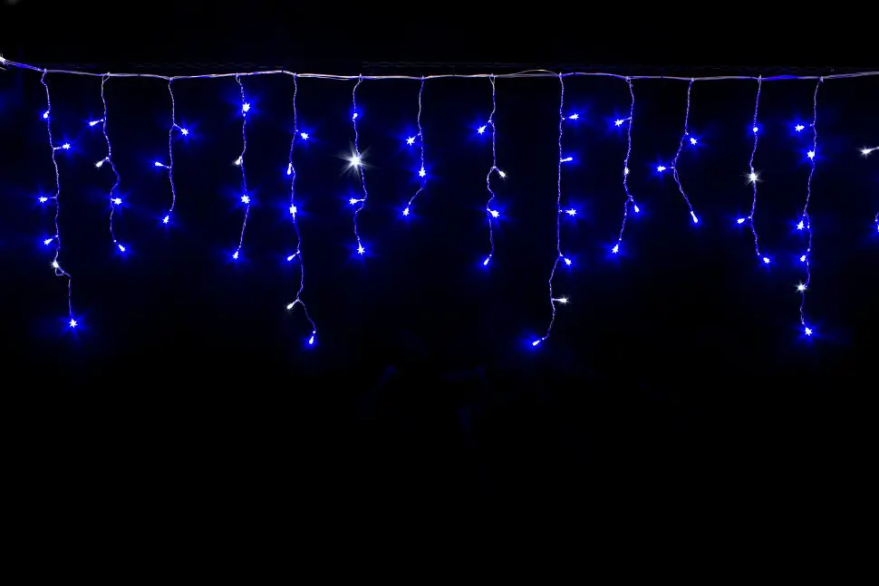 Гирлянда Бахрома 3м*30/50см 120 ламп LED, прозрачн.провод, Синий ) 183-251