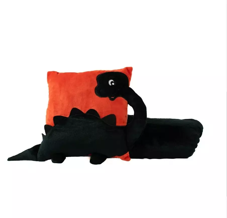 Мягкая игрушка-подушка FixsiToysi с пледом Динозаврик 32 см, красный 170/32/101-1