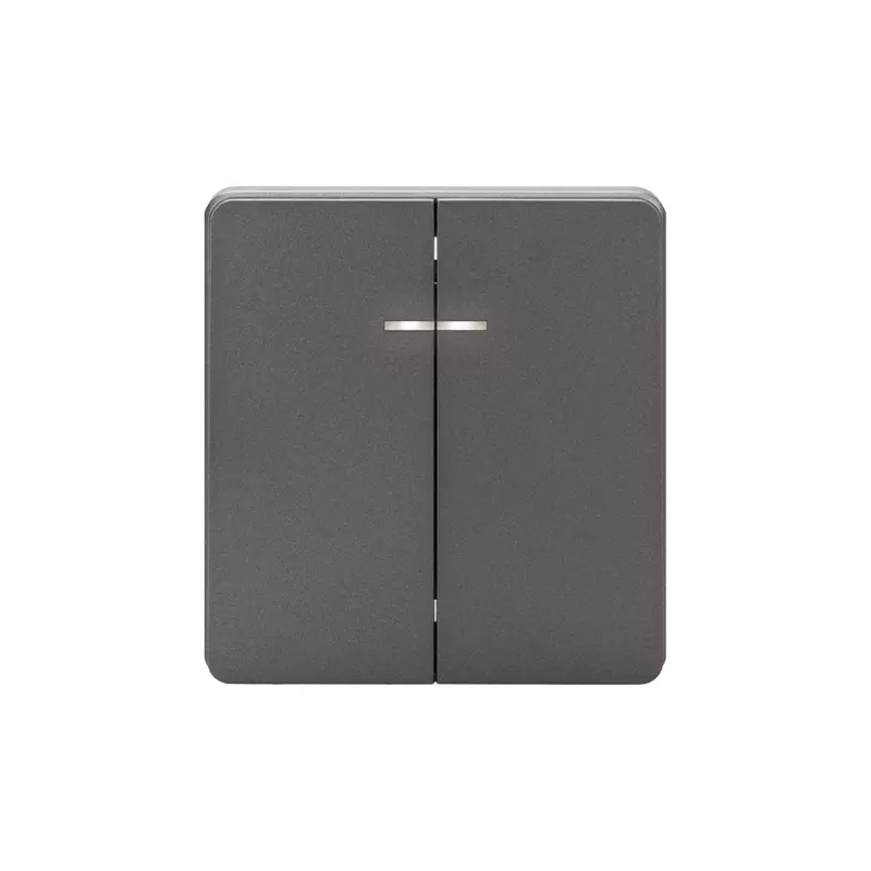 Выключатель встраиваемый 2-клавишный c индикатором титан Kranz Miele Round KR-78-0714-2