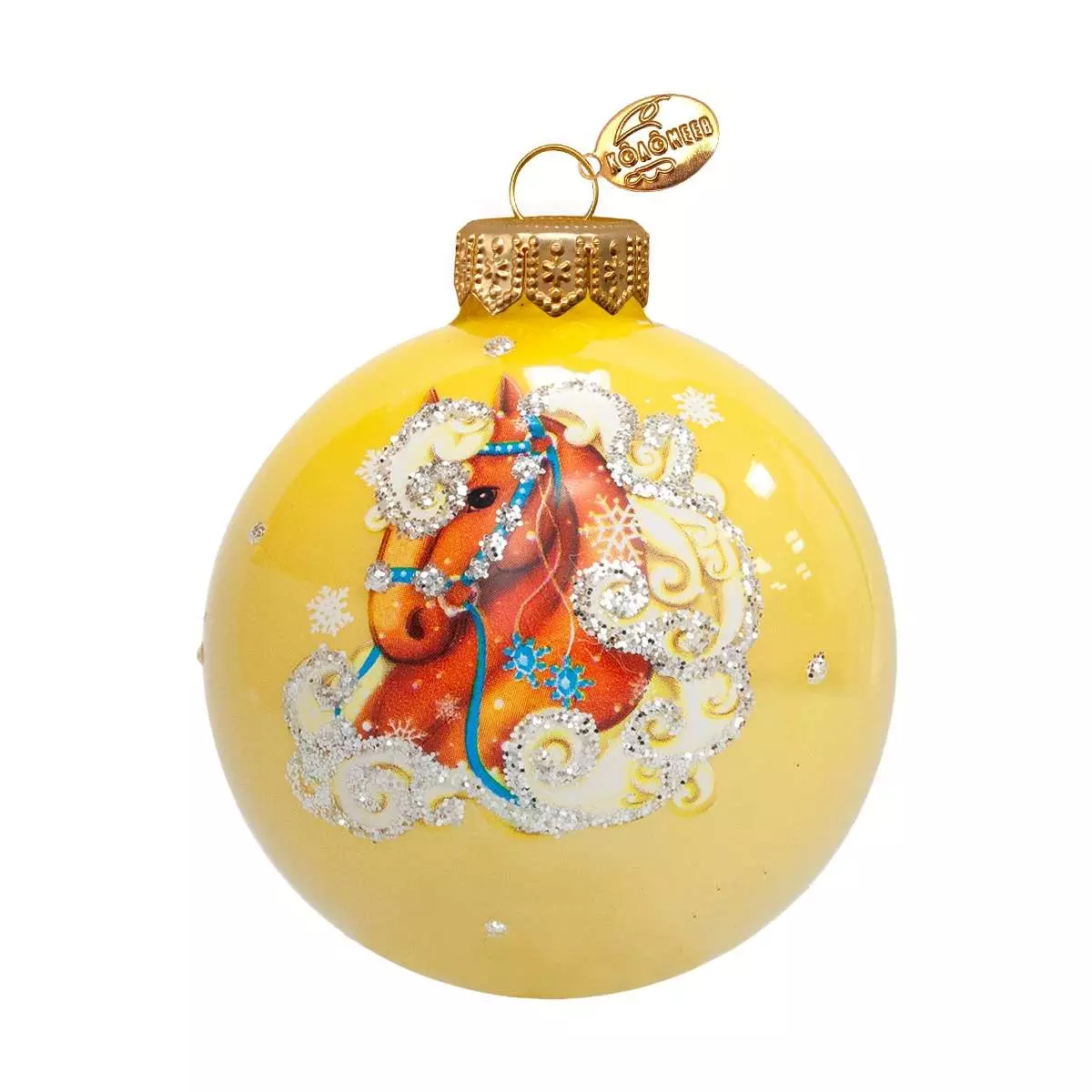 Елочный шар стекло Лошадка кучерявая 6,5 см (Символ года) Коломеев КУ-65-254010
