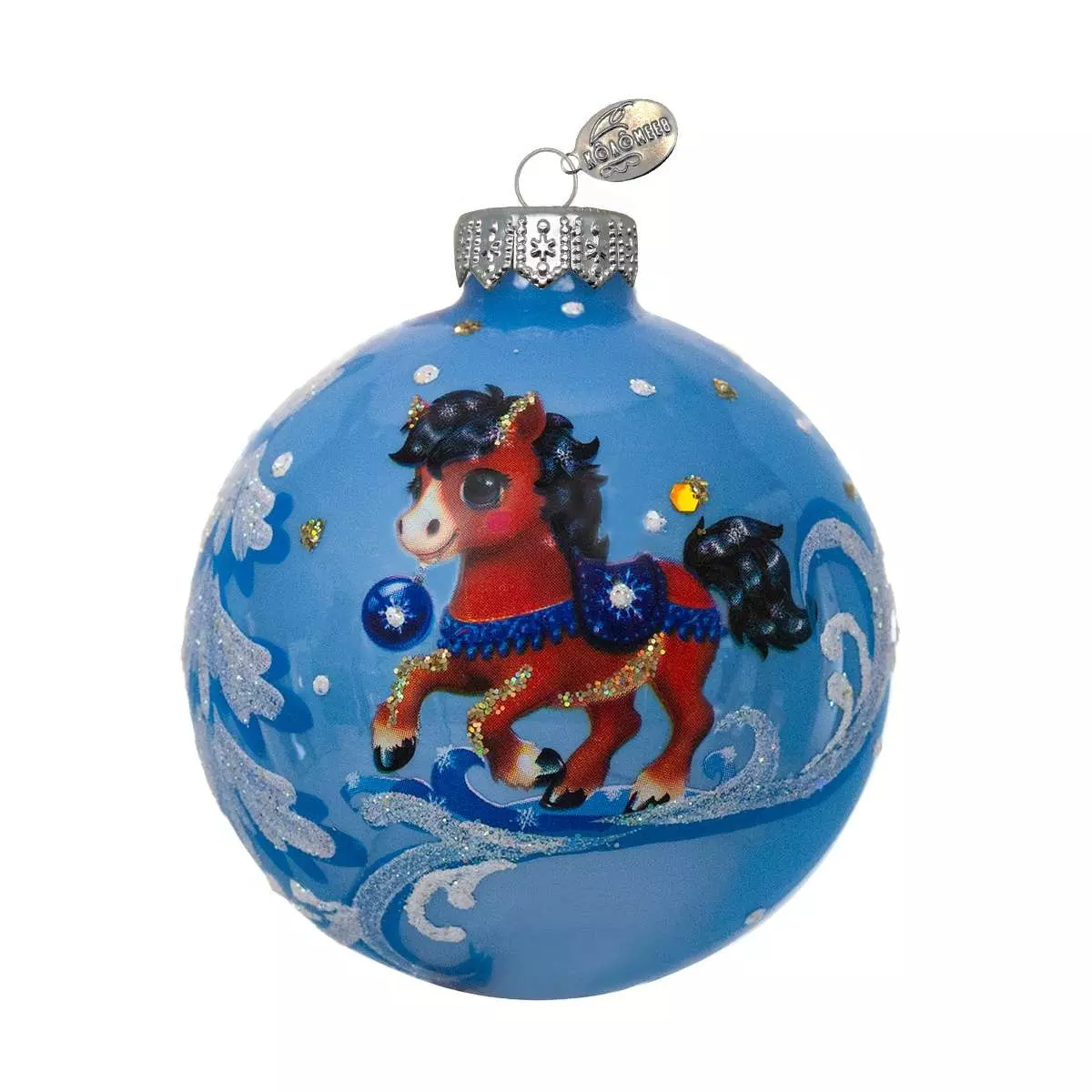 Елочный шар стекло Лошадка черногривая 6,5 см (Символ года) Коломеев КУ-65-254018