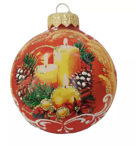 Елочный шар стекло Магия свечей 8 см Коломеев КУ-80-254031