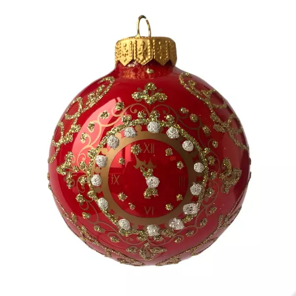 Елочный шар стекло Новогодние куранты-1 8 см Коломеев КУ-80-224023/1