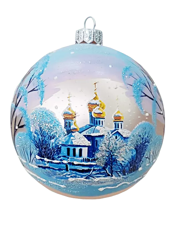 Елочный шар стекло Пейзаж морозный-1 10 см Коломеев КУ-100-234086/1
