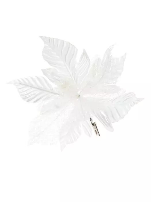 Елочное украшение Цветок снежный с сеткой из полиэстера, на клипсе / 20x29x29см арт.88899