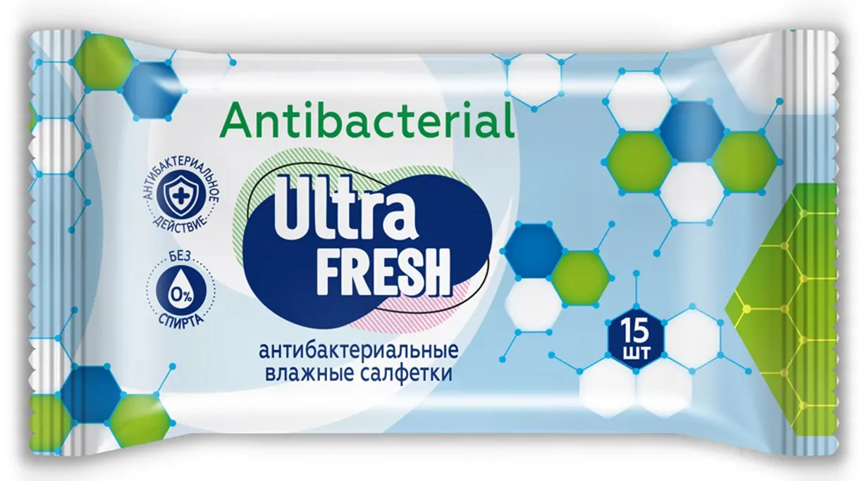 Влажные салфетки Ultra Fresh Antibacterial 15 шт