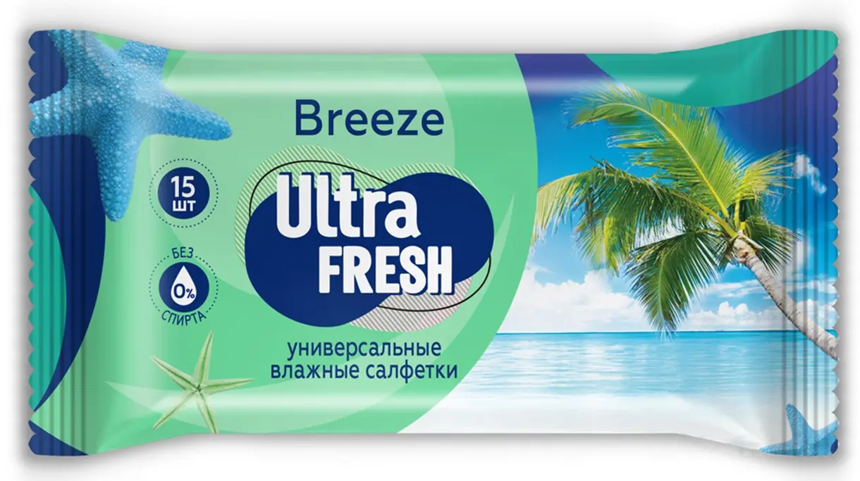 Влажные салфетки Ultra Fresh Breeze 15 шт
