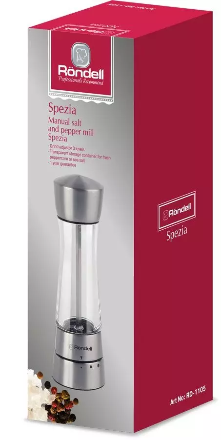 Мельница для перца, механическая, Керамические жернова Spezia Rondell, RD-1105