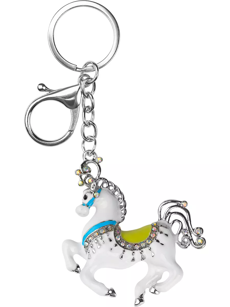 Брелок металл со стразами Чудесная лошадка 5 см Т-2636