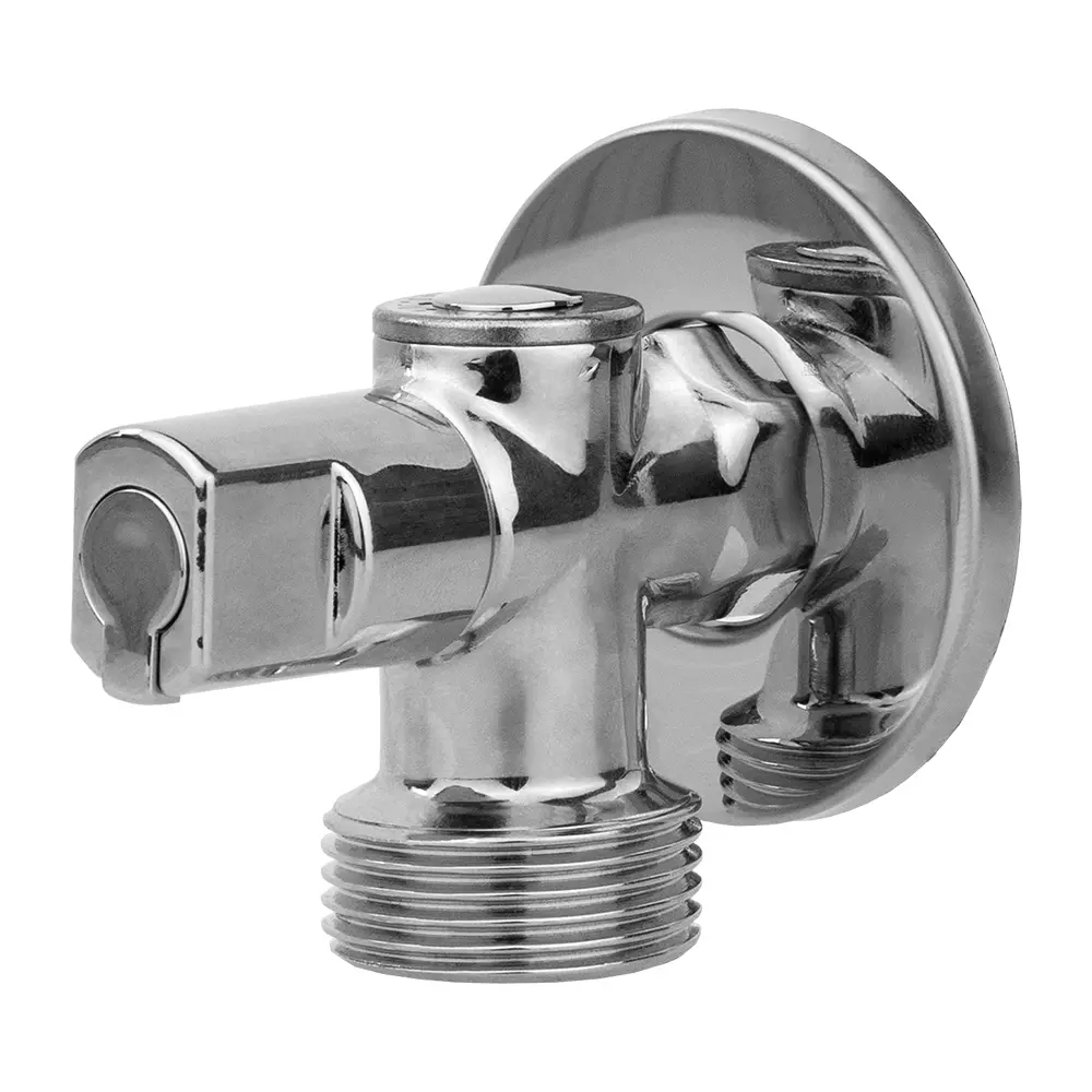 Кран шаровой угловой для бытовой техники 1/2&quot; х 3/4&quot; НР, (ручка сбоку) ХРОМ-POLISH.латунь,ГОСТ, MPF