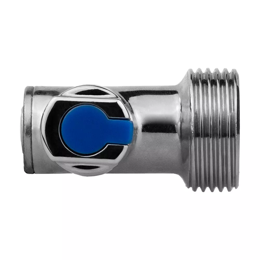 Кран шаровой угловой для бытовой техники 1/2&quot; х 3/4&quot; НР, (ручка сбоку) ХРОМ-POLISH.латунь,ГОСТ, MPF