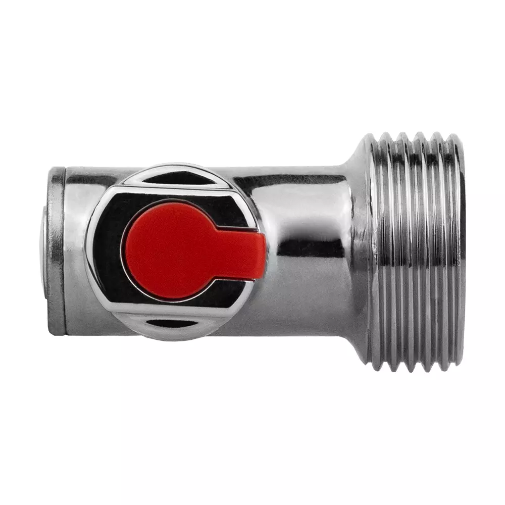 Кран шаровой угловой для бытовой техники 1/2&quot; х 3/4&quot; НР, (ручка сбоку) ХРОМ-POLISH.латунь,ГОСТ, MPF