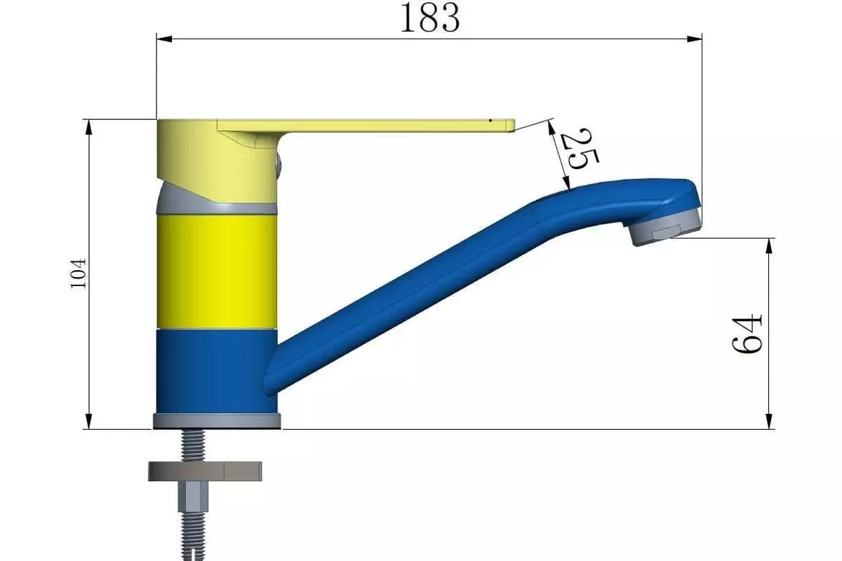 Смеситель для кухни, короткий излив, хром, ESKO Lagos LG 15, экосплав