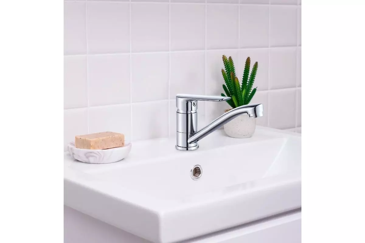 Смеситель для кухни, короткий излив, хром, ESKO Lagos LG 15, экосплав