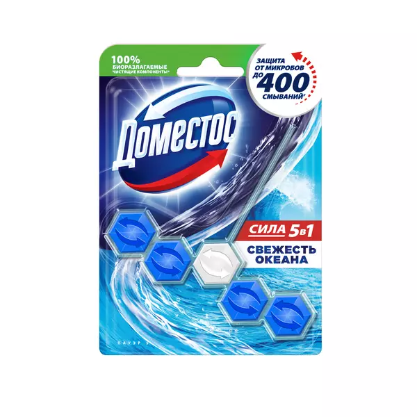 Средство для унитаза ДОМЕСТОС Power5 Сежесть Океана 55 г