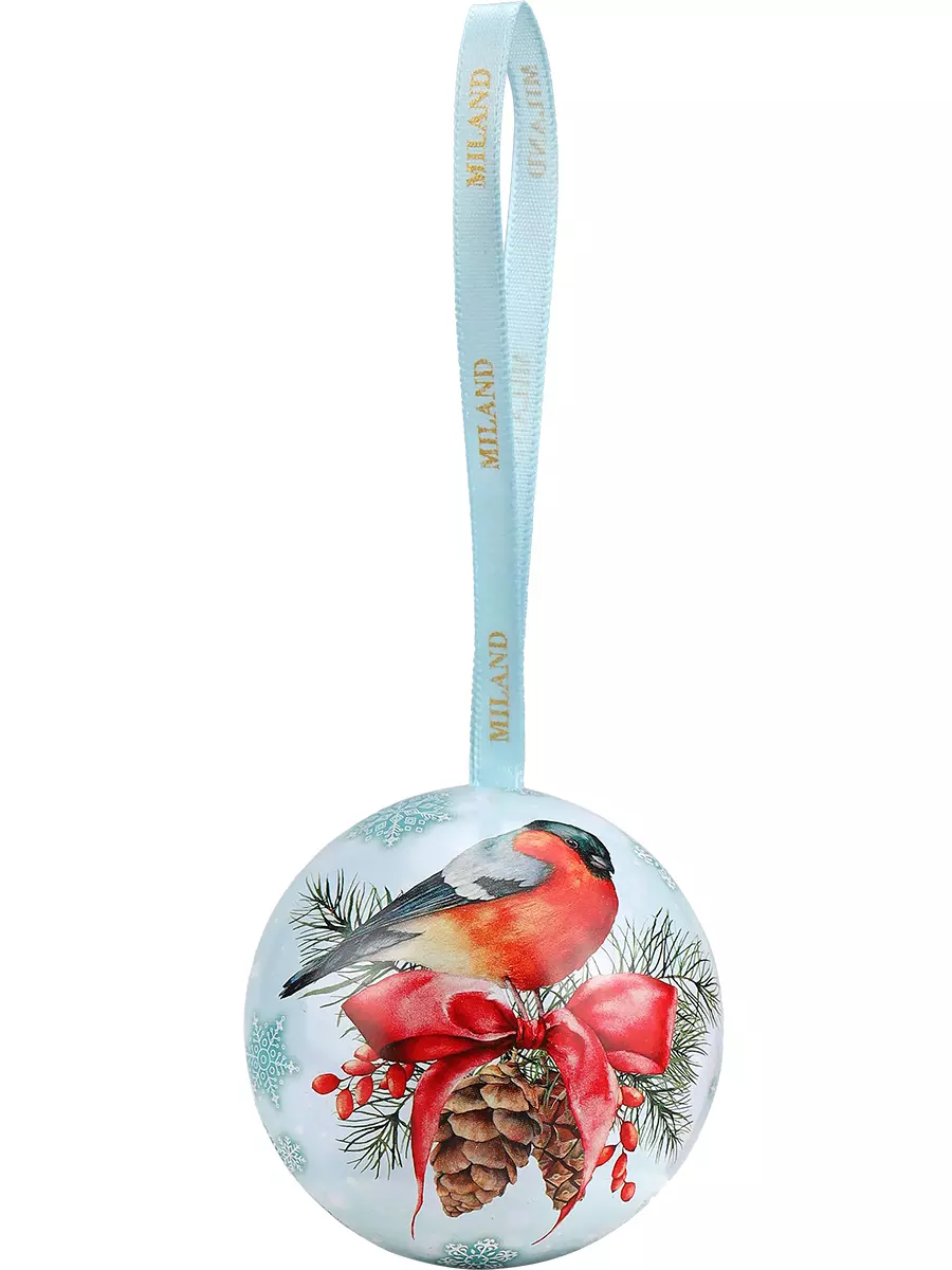 Новогодний шар металл с 12 предсказаниями Снегирь 7 см НУ-2721