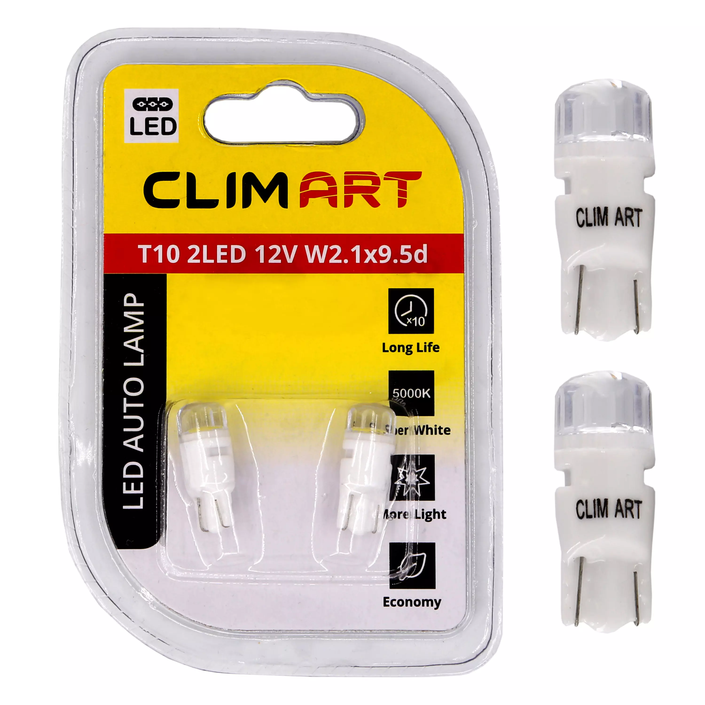 Лампа автомобильная светодиодная CLIM ART T10 2LED 12V W2.1x9.5d