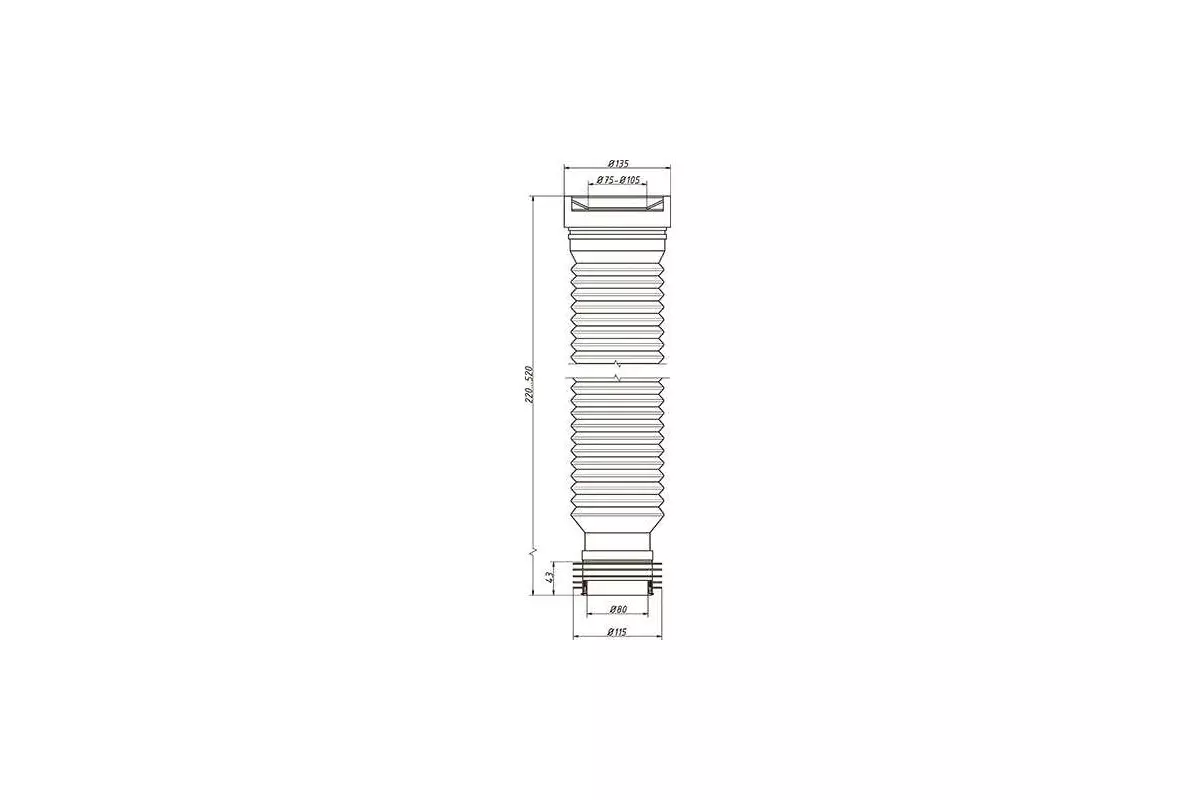 Гофротруба для унитаза 220480 мм, ORIO С-990Р