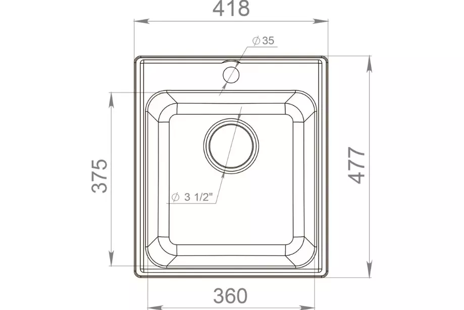 Кварцевая мойка для кухни 42х48х20 см Reflexion Quadra RF0243GR серый, прямоугольная