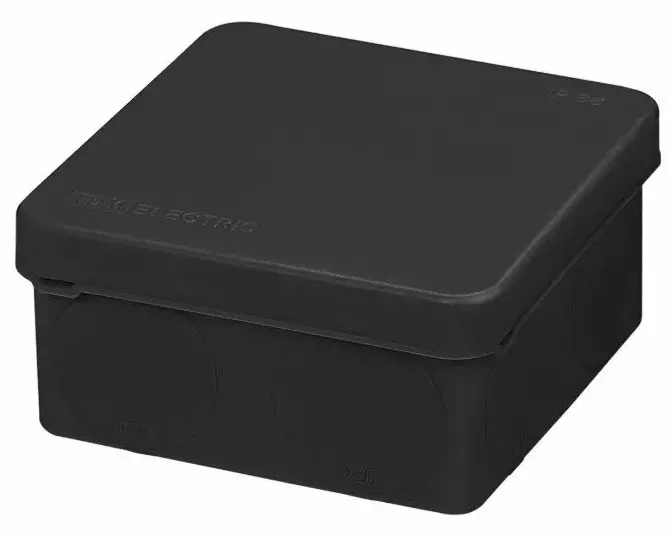 Распределительная коробка накладная 80х80х40мм 8 вводов IP66 черный