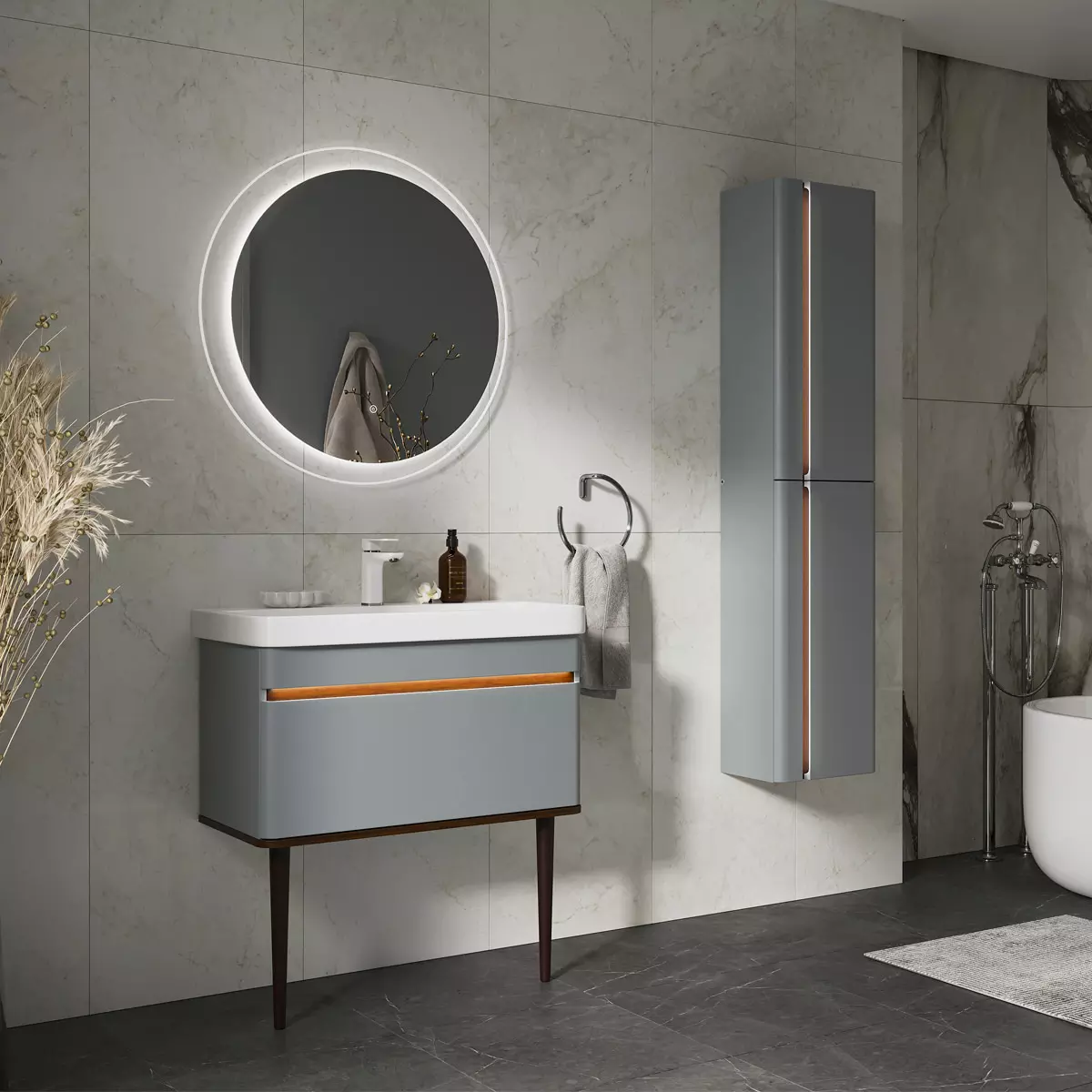 Шкаф-пенал подвесной 36х160 см EQUIL Elegante 36.R Мэйджик/Дуб голиано, ppELGNT36.R-24.26