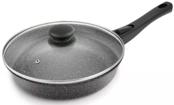 Сковорода 26 см, литой алюминий «Мраморная» стеклянная крышка MR77026