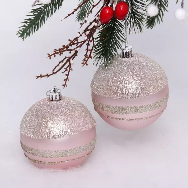 Елочные игрушки Magic Sphere (2 шт), baby pink, 8 см, SHINE, 201-1974