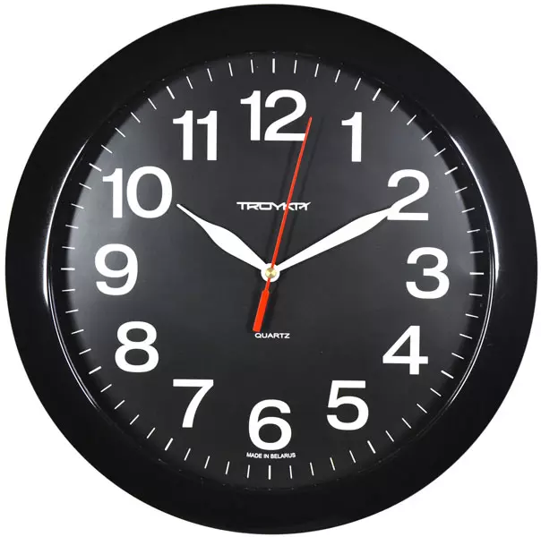 Часы настенные 290мм пластик черные TroykaTime 11100196