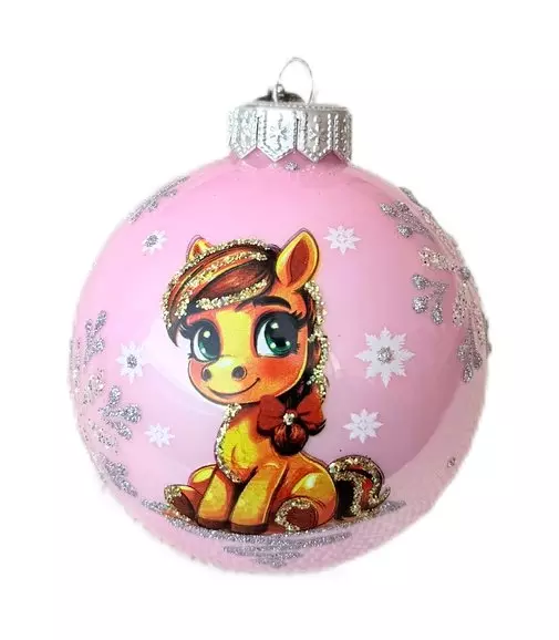 Елочный шар стекло Пони-девочка 8 см Коломеев КУ-80-254021