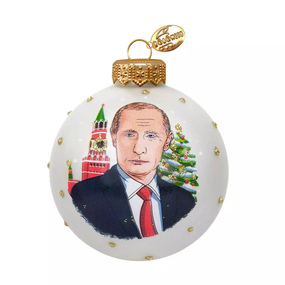 Елочный шар стекло Президент с Кремлем-2 8 см Коломеев КУ-80-244171/2