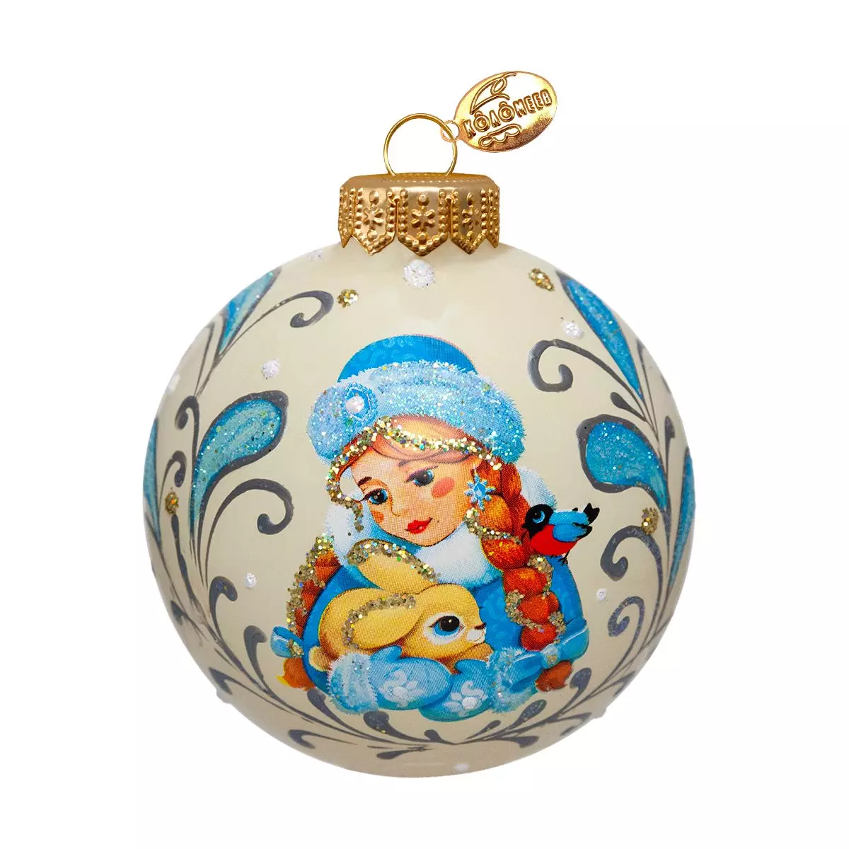 Елочный шар стекло Прелестная снегурочка-1 6,5 см Коломеев КУ-65-254005/1