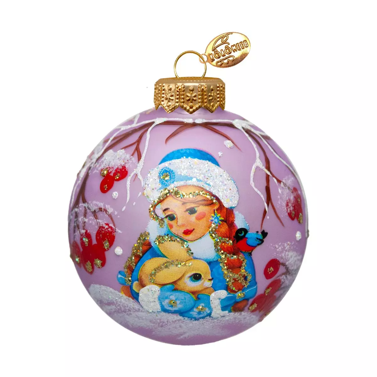 Елочный шар стекло Прелестная снегурочка-2 6,5 см Коломеев КУ-65-254005/2